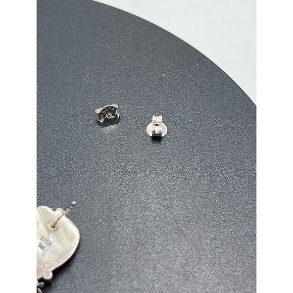 FM Fred Maloney Vintage Native American Onyx Sterling Silver Feather Earrings - Picture 7 of 13